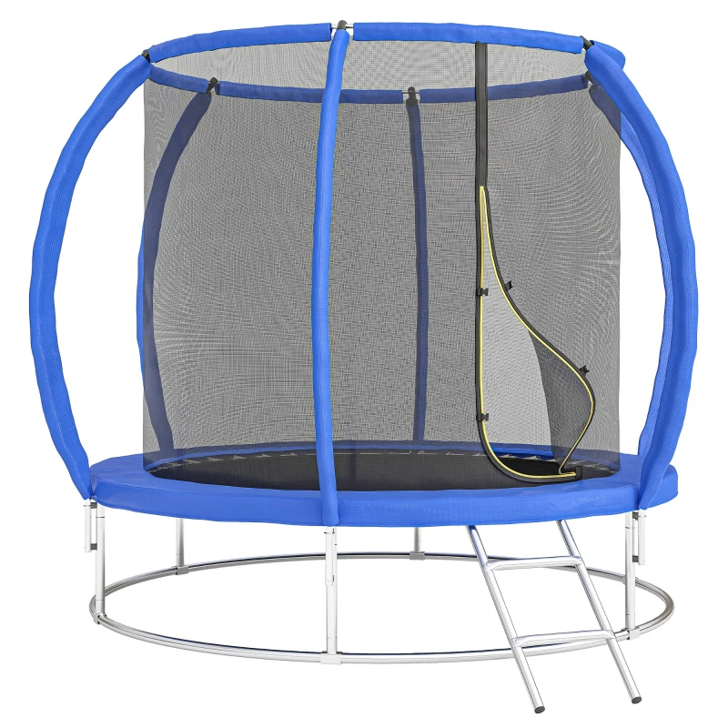 Soozier 8ft Trampoline Outdoor, ASTM Certified, with Circular Base, Enclosure Net, Ladder and Curved Poles