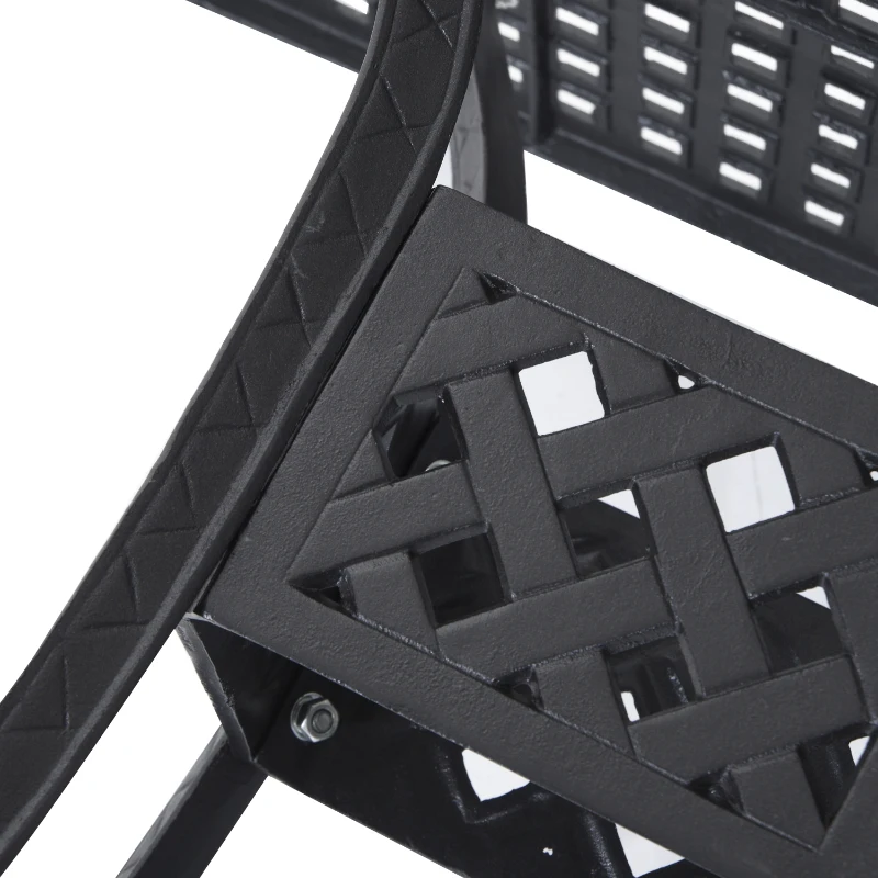 Outsunny 36" Square Patio Dining Table with 2" Dia Umbrella Hole, Cast Aluminum Outdoor Dining Table, Outdoor Bistro Table for Garden, Backyard, Porch, Black