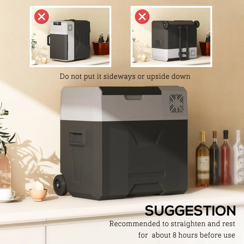 Outsunny 50 Liter Car Refrigerator Portable Freezer 12/24V Electric Cooler Box for Camping, Travel, Picnic, Down to -20℃