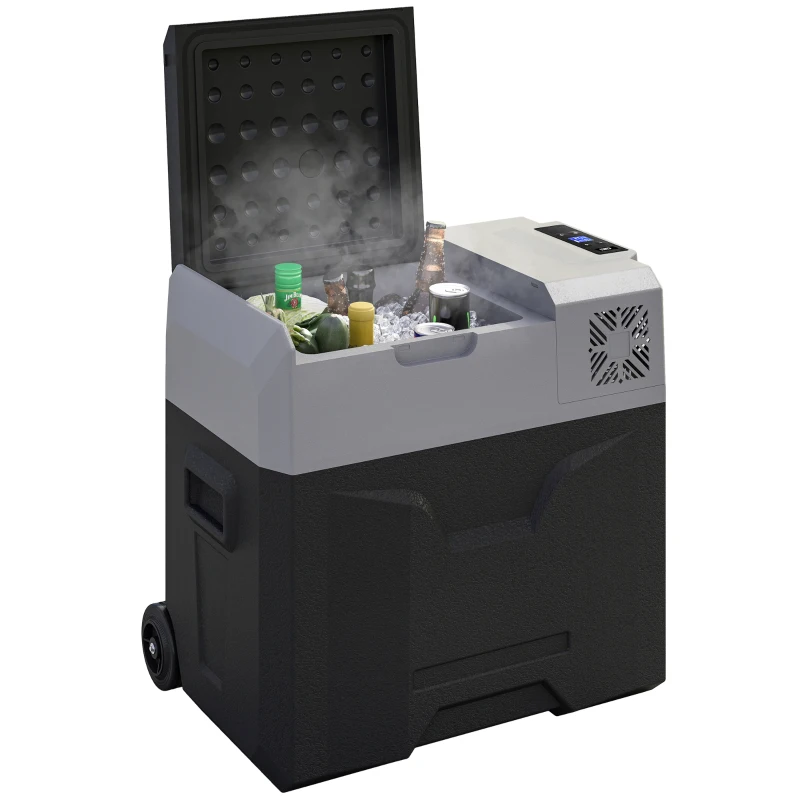 Outsunny 50 Liter Car Refrigerator Portable Freezer 12/24V Electric Cooler Box for Camping, Travel, Picnic, Down to -20℃