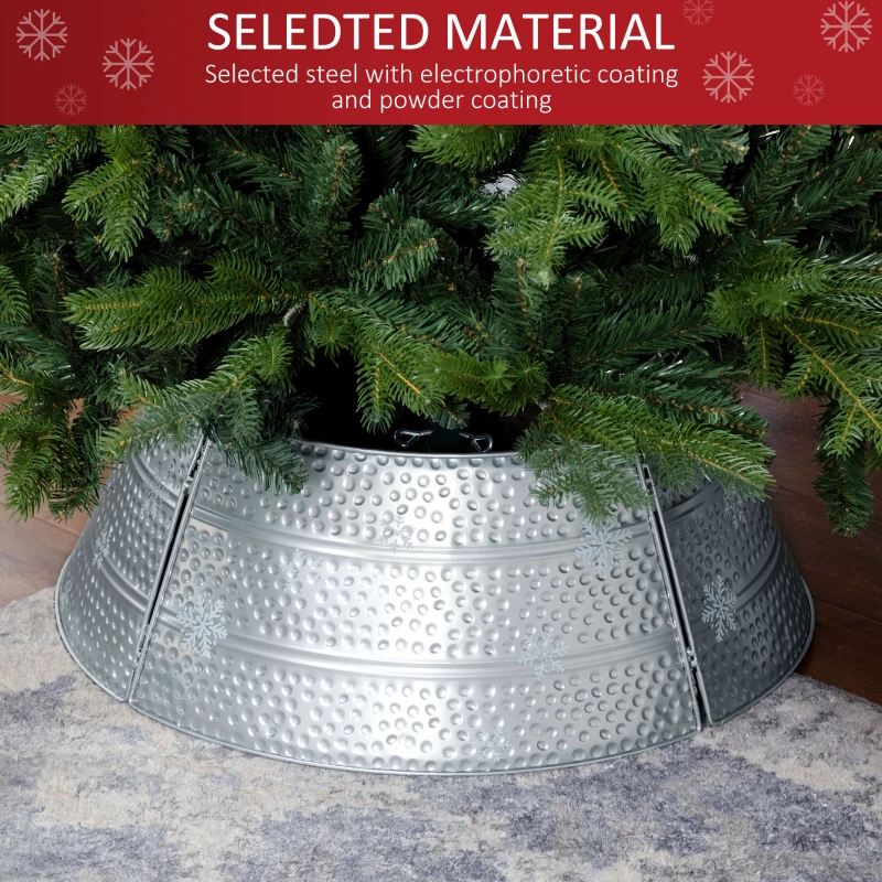 HOMCOM Christmas Tree Collar, Steel Tree Ring Skirt, Home Xmas Decoration for Christmas Tree, 26" x 26" x 9", Bright Silver