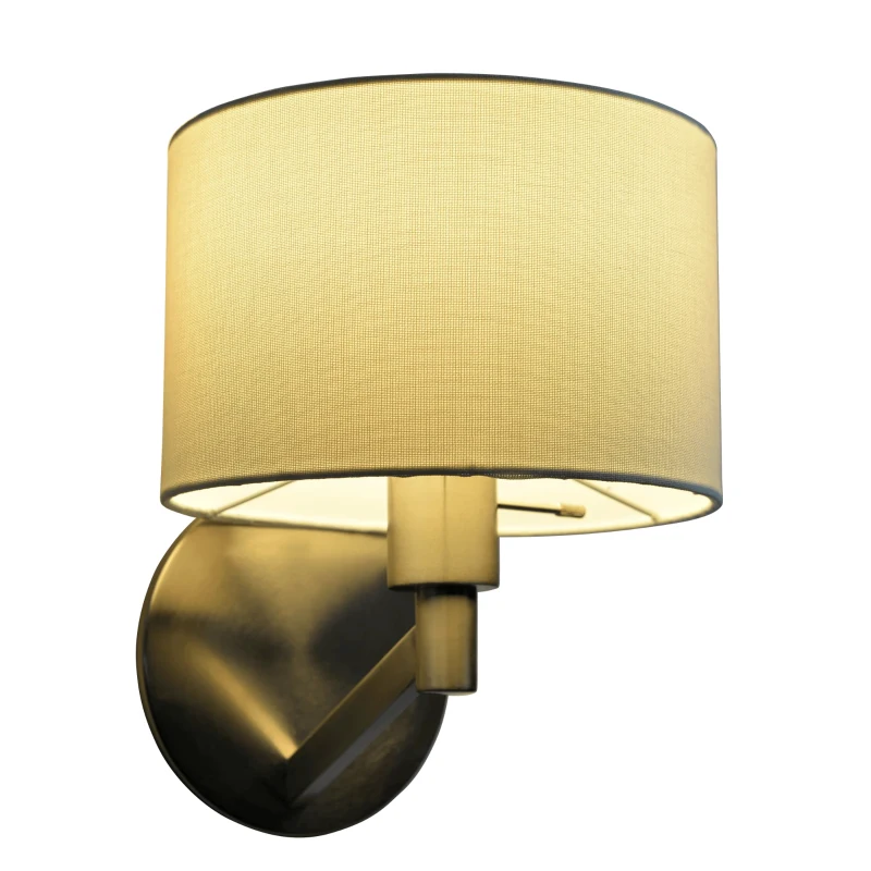Modern Wall Lamp with Rotary Switch, Brushed Nickel Base, Fabric Shade, Ideal for Bedroom, Living Room, 9" L x 10" W x 11" H, Silver+White