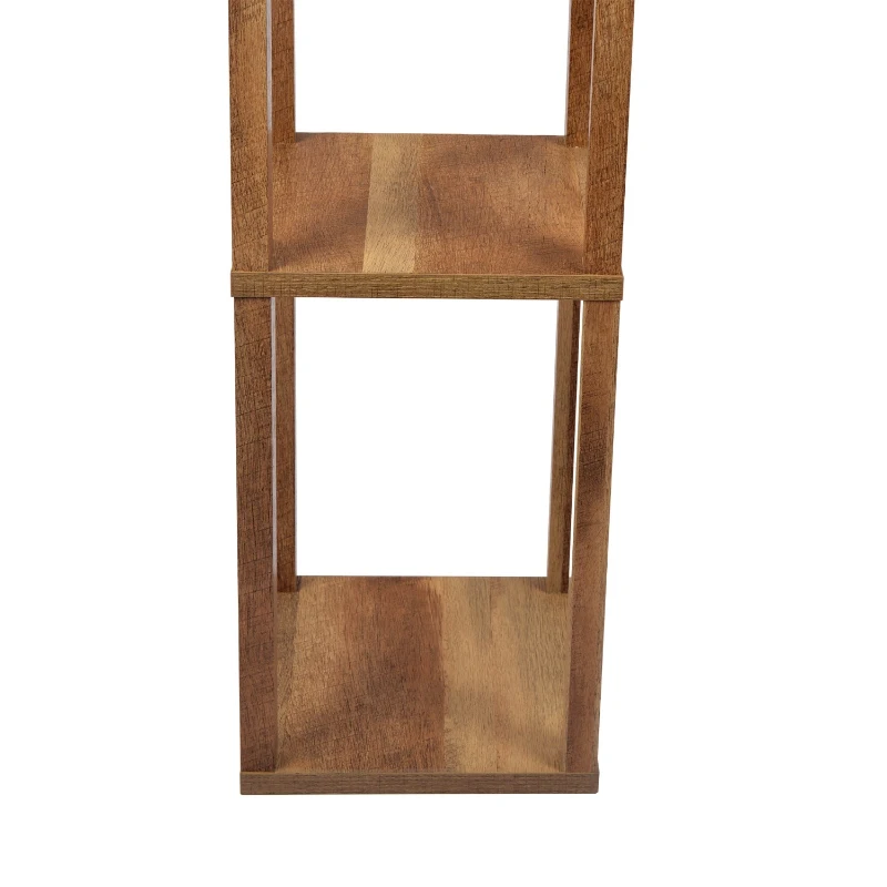 Pinnacle Shelf Floor Lamp with Built-in Shelves, Natural Wood and Long Shade, 10" L x 10" W x 62" H, Natural+White