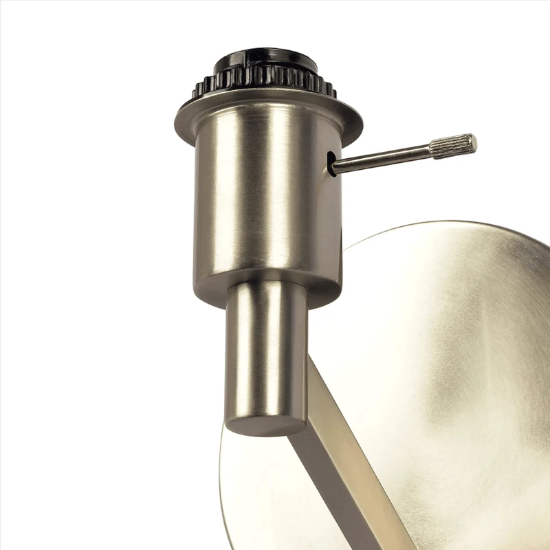 Modern Wall Lamp with Rotary Switch, Brushed Nickel Base, Fabric Shade, Ideal for Bedroom, Living Room, 9" L x 10" W x 11" H, Silver+White