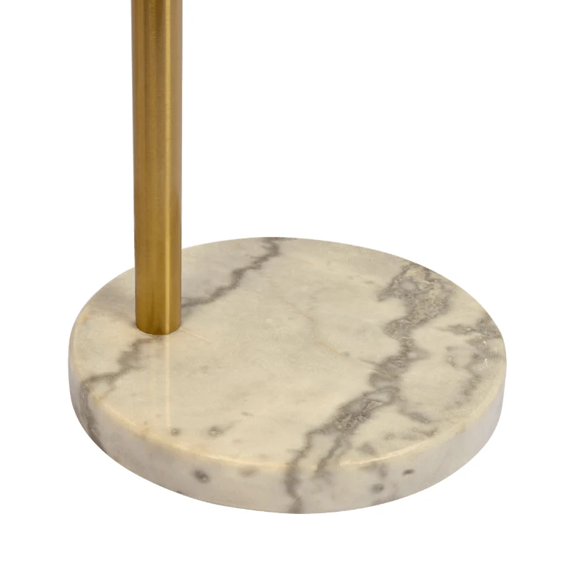 Oasis Long Arm Adjustable Floor Lamp with Round Marble Base, Brass Construction, 38" L x 11" W x 69" H, Gold+White