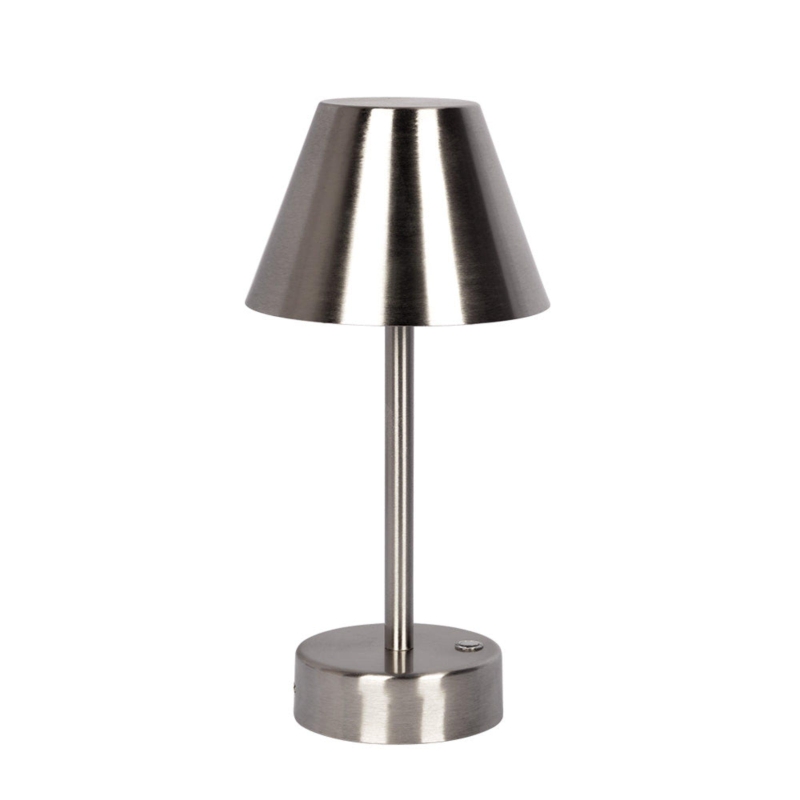 Elegance Rechargeable LED Table Lamp with Touch Switch, Brushed Nickel Finish, Metal Construction, 5" L x 5" W x 10.5" H, Brushed Nickel+Silver