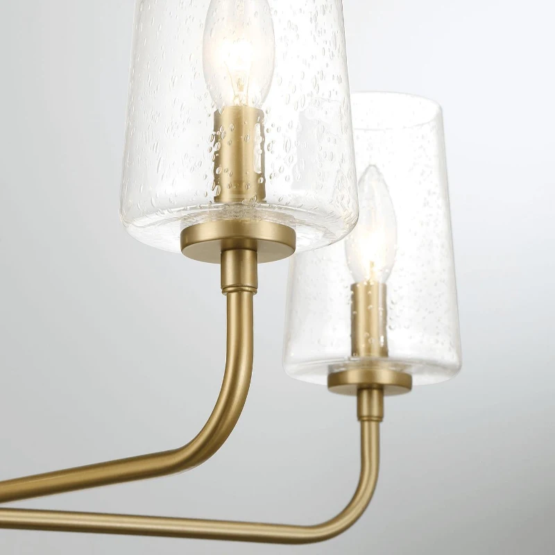 Dazzle Five-Light Chandelier with Clear Seeded Glass, Satin Brass Finish, Elegant and Sophisticated Design, 26.5" L x 26.5" W x 11" H, Clear+Gold