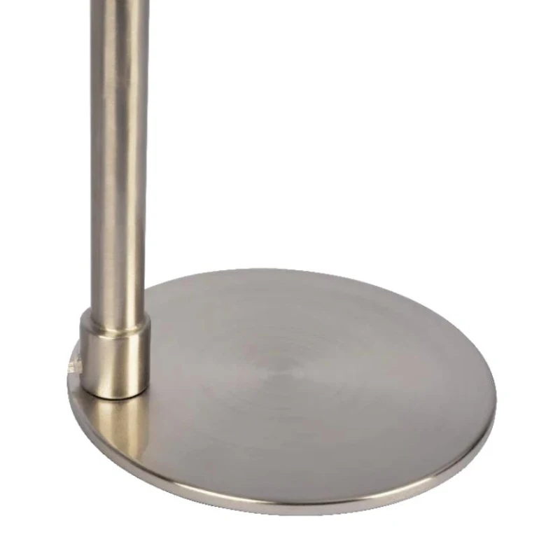 Brushed Nickel Table Lamp with On/Off Switch, Curved Metal Base, Linen Shade, Ideal for Home Decor, 11" L x 11" W x 19" H, Silver+White