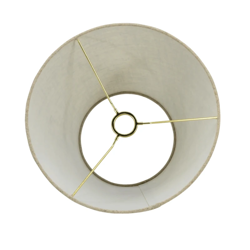 Round Ribbed Glass Table Lamp with Large Linen Shade, E26 Rotary Switch, Ideal for Living Room, Study, 12" L x 12" W x 17" H, Clear+Natural