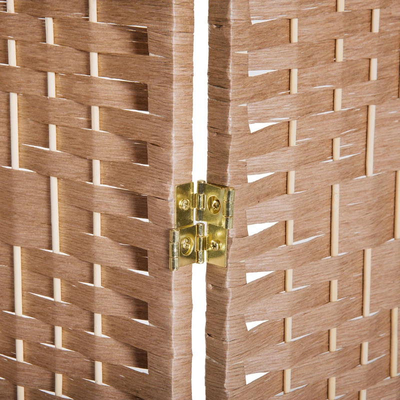 HOMCOM 6ft Folding Room Divider, 3 Panel Wall Partition with Wooden Frame for Bedroom, Home Office, Natural