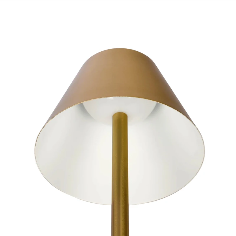 Rechargeable LED Table Lamp with Touch Switch, Plated Brass Finish, Nightstand Lamp for Bedroom, 5" L x 5" W x 10.5" H, Antique Brass+Gold