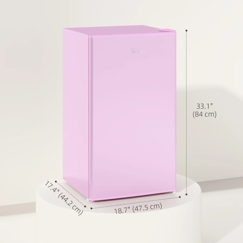 HOMCOM Compact Refrigerator, Mini Fridge with Freezer, Adjustable Shelf, Mechanical Thermostat and Reversible Door, Pink