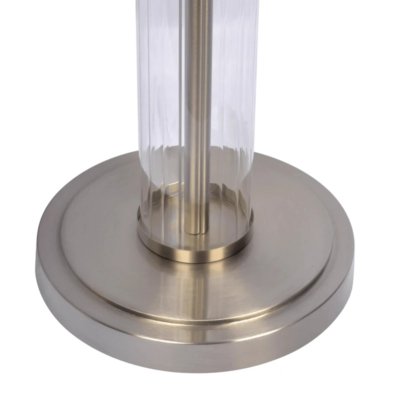 Echo Brushed Nickel Table Lamp with On/Off Switch, Clear Glass Body and Metal Base, 16" L x 16" W x 30" H, Silver+White