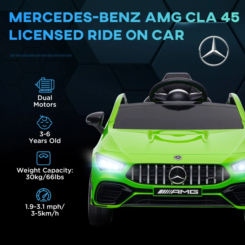 Qaba Mercedes-Benz AMG Licensed 12V Kids Ride on Car with Remote Control, Rear Suspension, LED Lights, Music, Green
