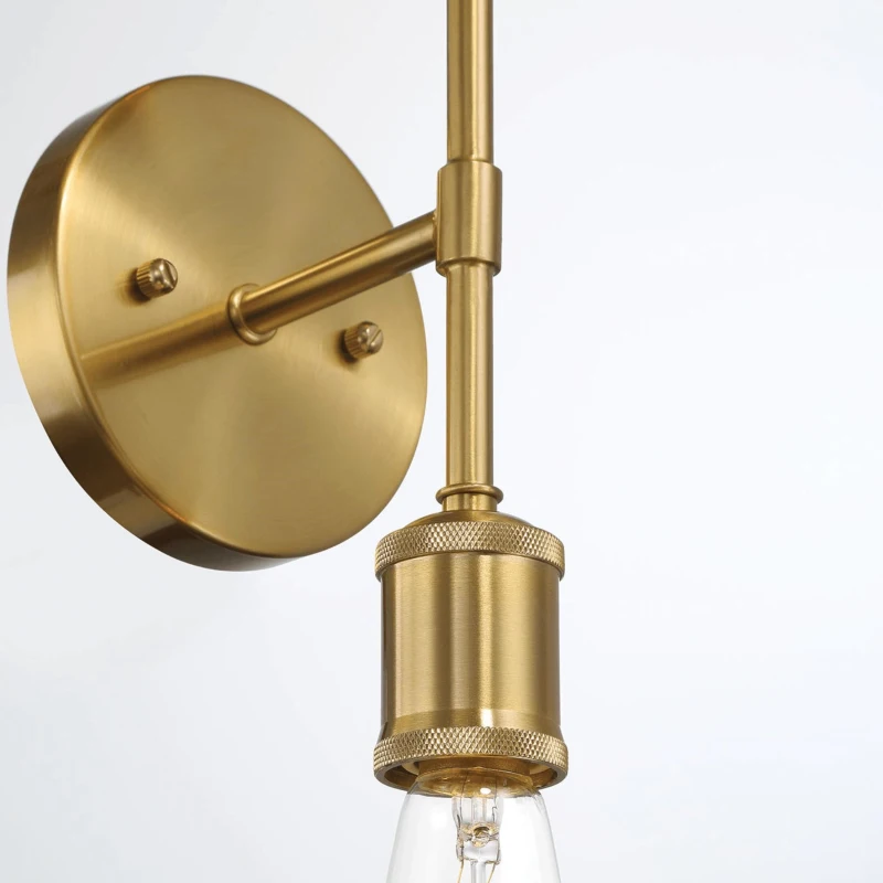 Elegant Double Lights Wall Sconce with Golden Accents, Clear Glass, Ideal for Bedroom, Hallway, Entryway, 5" L x 5" W x 11" H, Clear+Gold