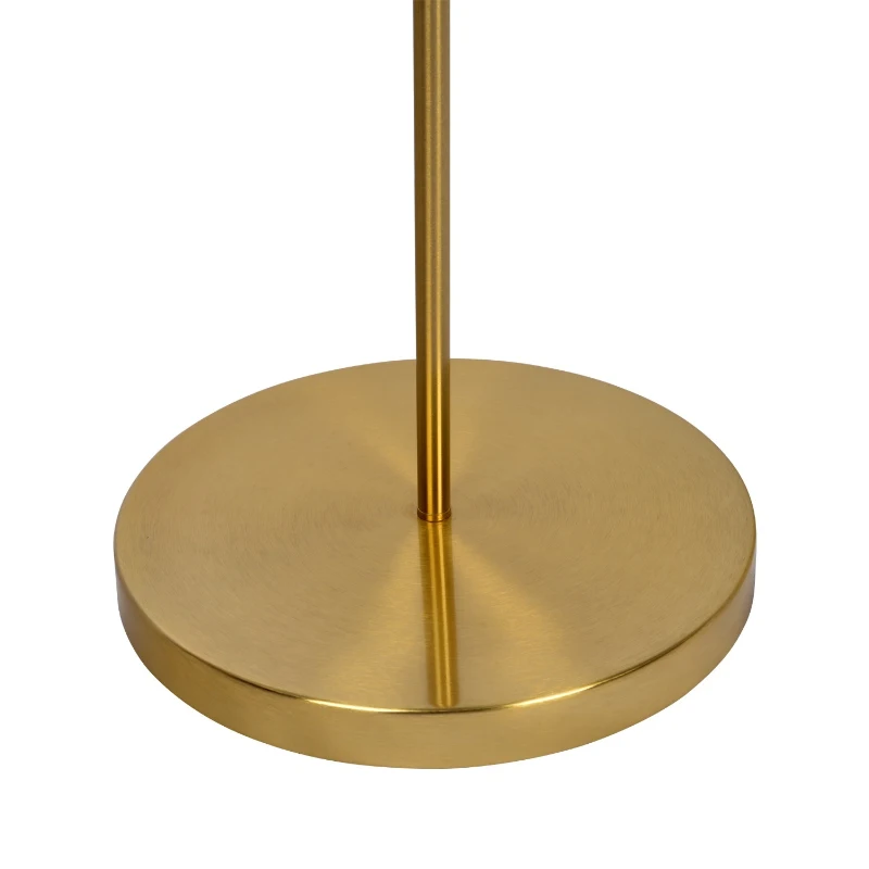 Majestic Brass Ring Base Curved Floor Lamp with Triangle Drum Shade, Elegant Design,19" L x 12" W x 60" H, Gold+White