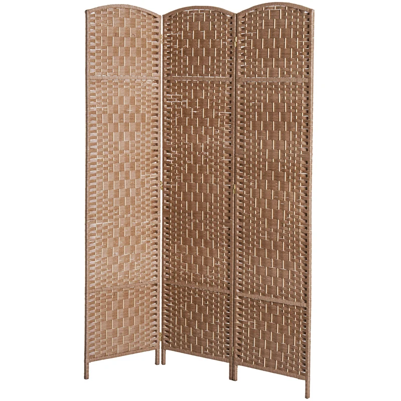 HOMCOM 6ft Folding Room Divider, 3 Panel Wall Partition with Wooden Frame for Bedroom, Home Office, Natural