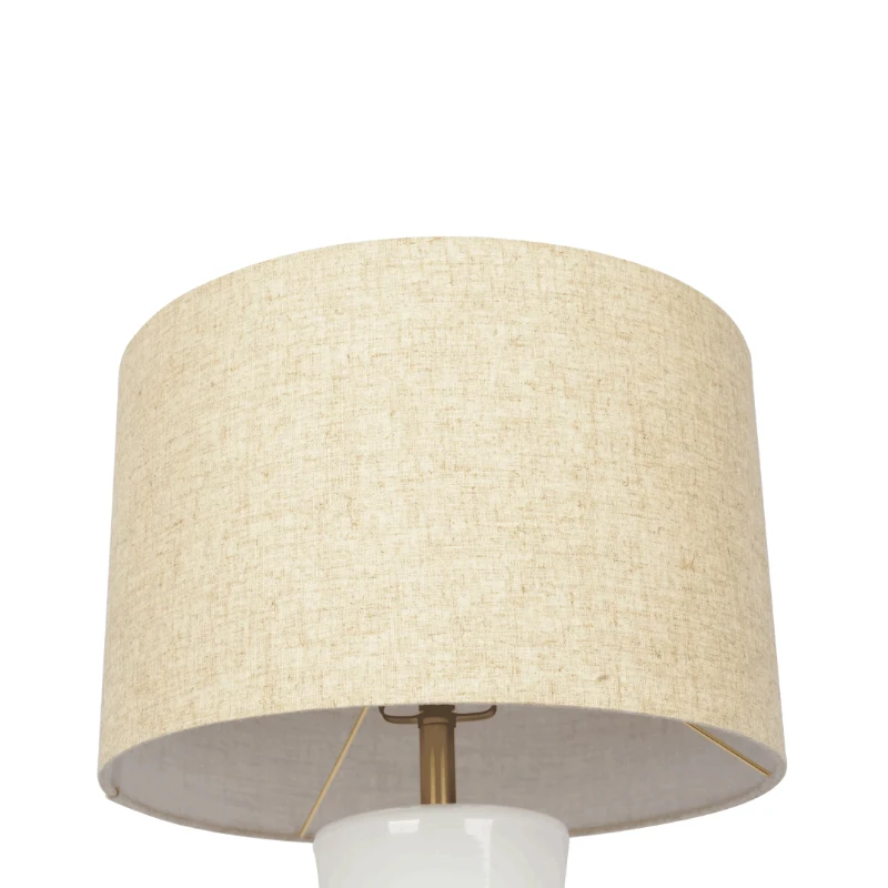 Cascade Glass Table Lamp with Golden Base, Off-White Glass Shade, Elegant Design, 14" L x 14" W x 24.5" H, Gold+White