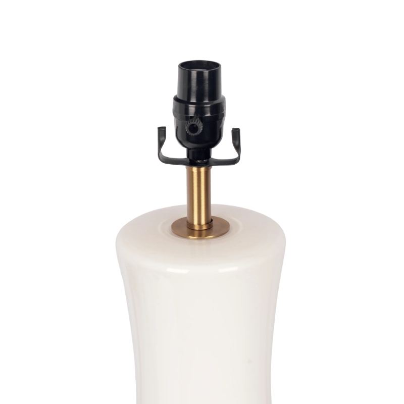 Cascade Glass Table Lamp with Golden Base, Off-White Glass Shade, Elegant Design, 14" L x 14" W x 24.5" H, Gold+White