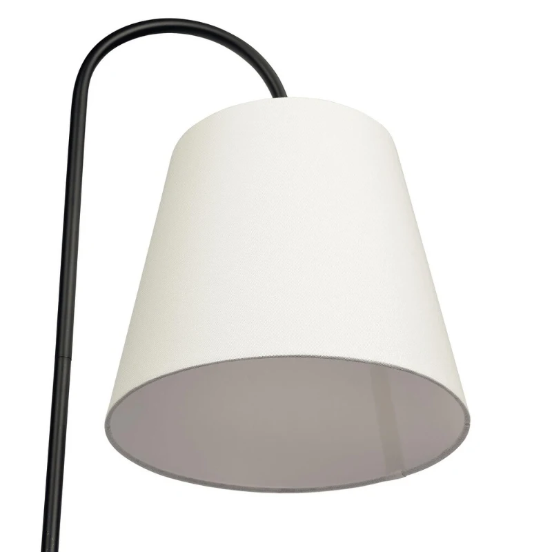 Seoul Floor Lamp with Rotary Switch, Wood Table and Metal Base, 616" L x 11" W x 60" H, Black+White