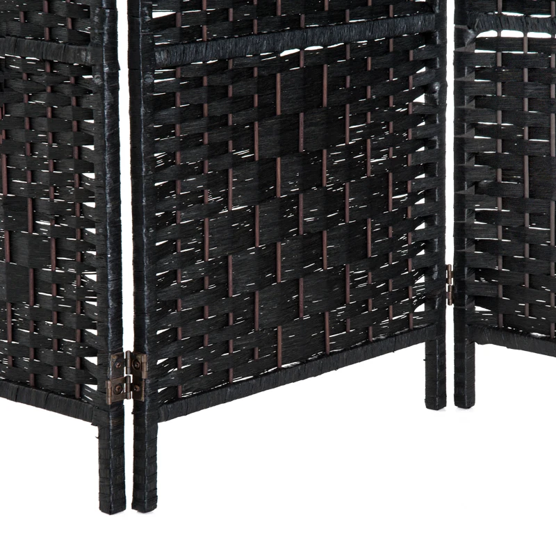 HOMCOM Room Divider, 3 Panel Folding Privacy Screen, 6FT Tall Portable Wicker Weave Partition Wall Divider for Bedroom, Home Office, Black