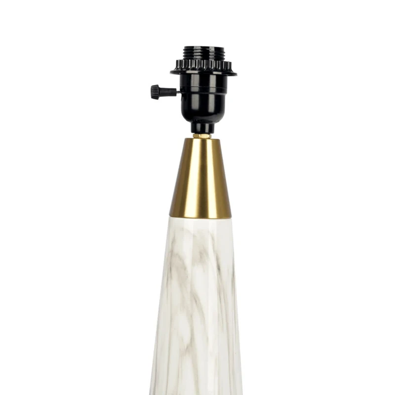 Table Lamp with On/Off Switch, Faux Marble Base, Fabric Shade, Perfect for Living Room, Bedroom, Office, 14" L x 14" W x 25" H, Gold+White