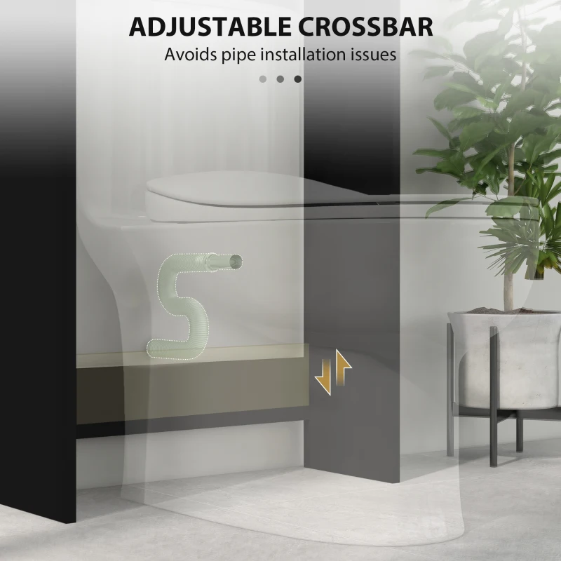 HOMCOM Over The Toilet Cabinet, Modern Bathroom Above Toilet Storage with Barn Doors and Open Shelf, Black