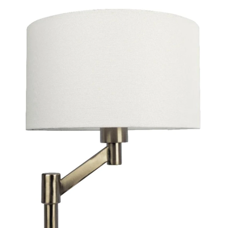 Brushed Nickel Table Lamp with On/Off Switch, Curved Metal Base, Linen Shade, Ideal for Home Decor, 11" L x 11" W x 19" H, Silver+White