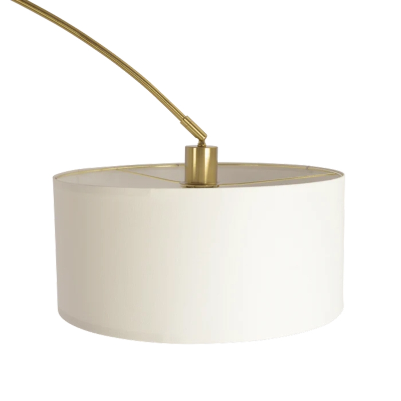 Ambient Arch Brass Floor Lamp with Large Linen Shade, Sophisticated Design, 69" L x 17" W x 84" H, Gold+White