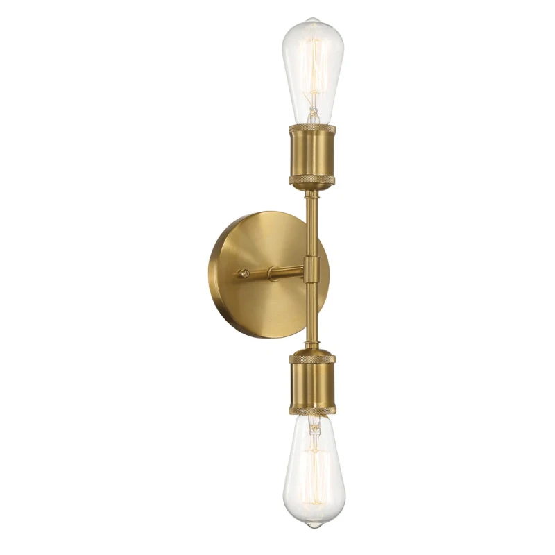 Elegant Double Lights Wall Sconce with Golden Accents, Clear Glass, Ideal for Bedroom, Hallway, Entryway, 5" L x 5" W x 11" H, Clear+Gold