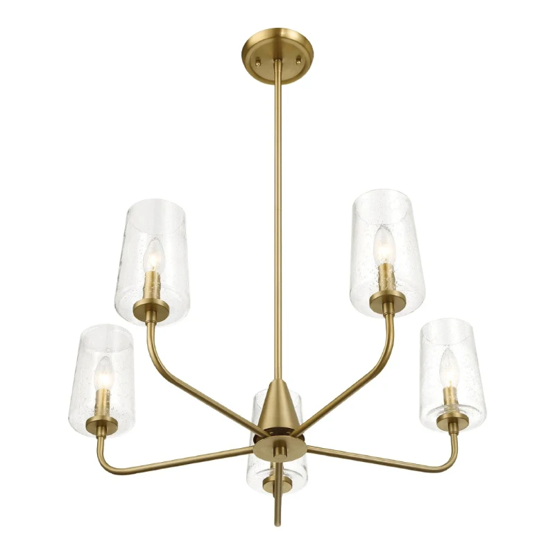 Dazzle Five-Light Chandelier with Clear Seeded Glass, Satin Brass Finish, Elegant and Sophisticated Design, 26.5" L x 26.5" W x 11" H, Clear+Gold