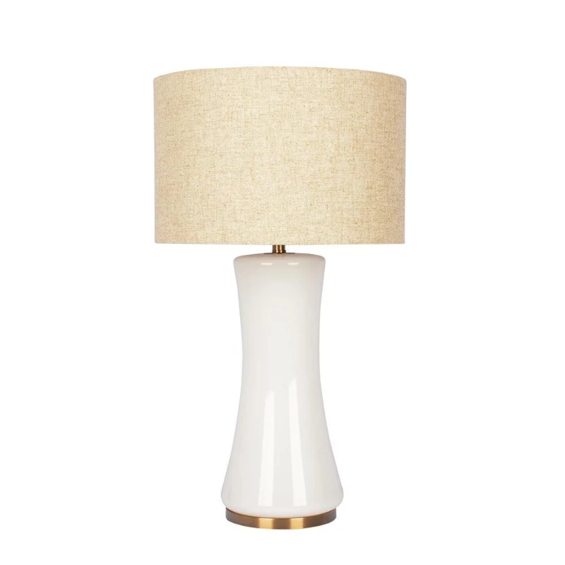 Cascade Glass Table Lamp with Golden Base, Off-White Glass Shade, Elegant Design, 14" L x 14" W x 24.5" H, Gold+White
