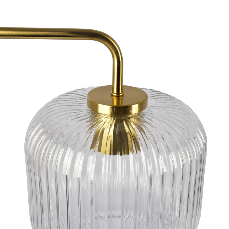 Haven Clear Glass Table Lamp with Gold Brush Metal and Marble Base, Button Control, 11.5" L x 8" W x 23" H, Gold+White