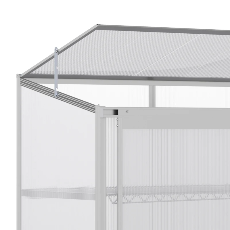 Outsunny Aluminum Cold Frame Greenhouse, Raised Planter Bed Protection with Openable Top and 2 Shelves for Outdoor Indoor