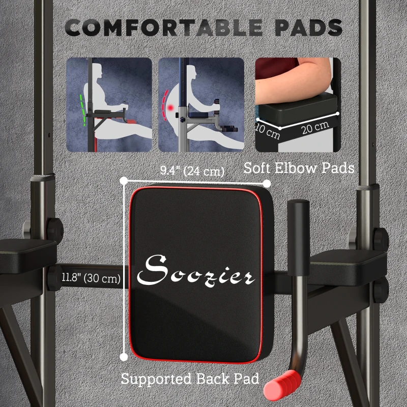 Soozier Adjustable Power Tower with Pull up and Dip Bar for Home Gym Workout