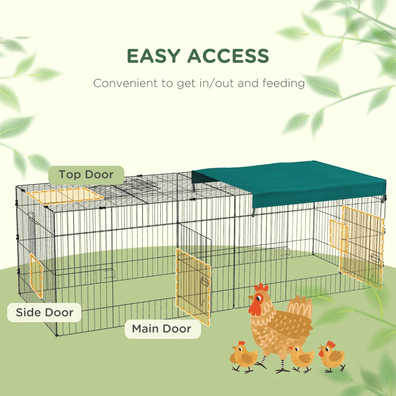 PawHut Small Animal Cage with Roof, Indoor/Outdoor Use, for Chicken, Rabbits, Chinchillas, 87" x 34" x 28", Green