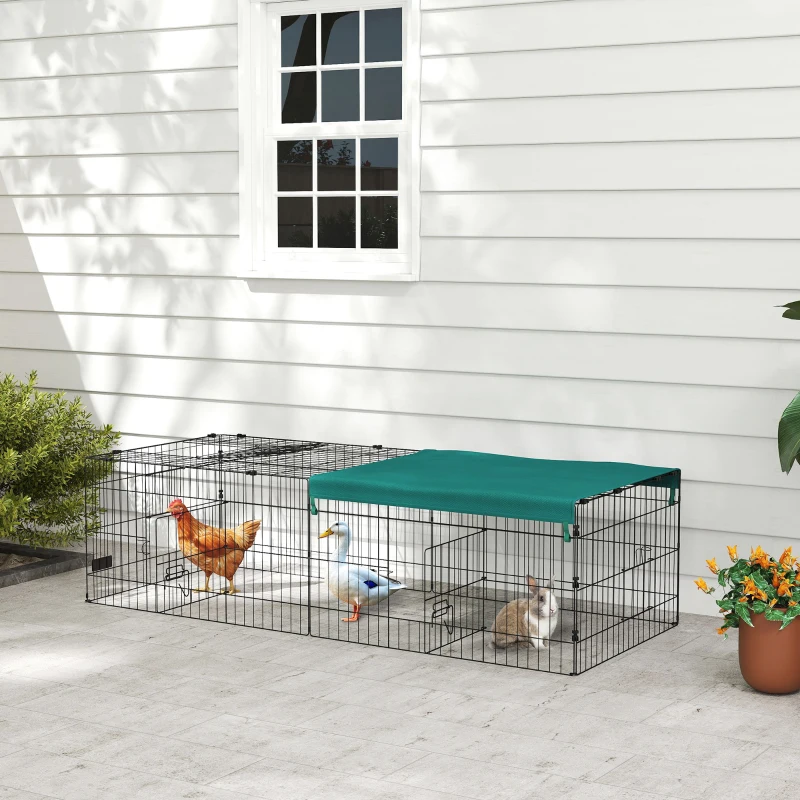PawHut Small Animal Cage with Roof, Indoor/Outdoor Use, for Chicken, Rabbits, Chinchillas, 73" x 30" x 20", Green