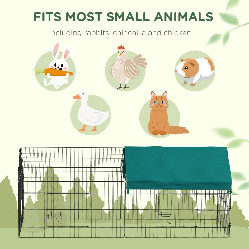 PawHut 73" Small Animal Cage with Roof, Indoor/Outdoor Use,  for Chicken, Rabbits, Chinchillas, Green