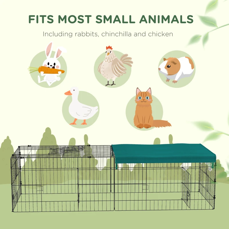 PawHut Small Animal Cage with Roof, Indoor/Outdoor Use, for Chicken, Rabbits, Chinchillas, 73" x 30" x 20", Green