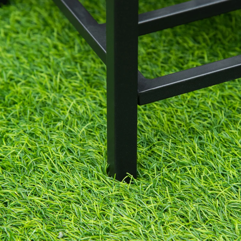 Outsunny Rattan Raised Garden Boxes, Elevated Flower Beds with Storage Shelf for Herbs, Flowers, Vegetables, Black