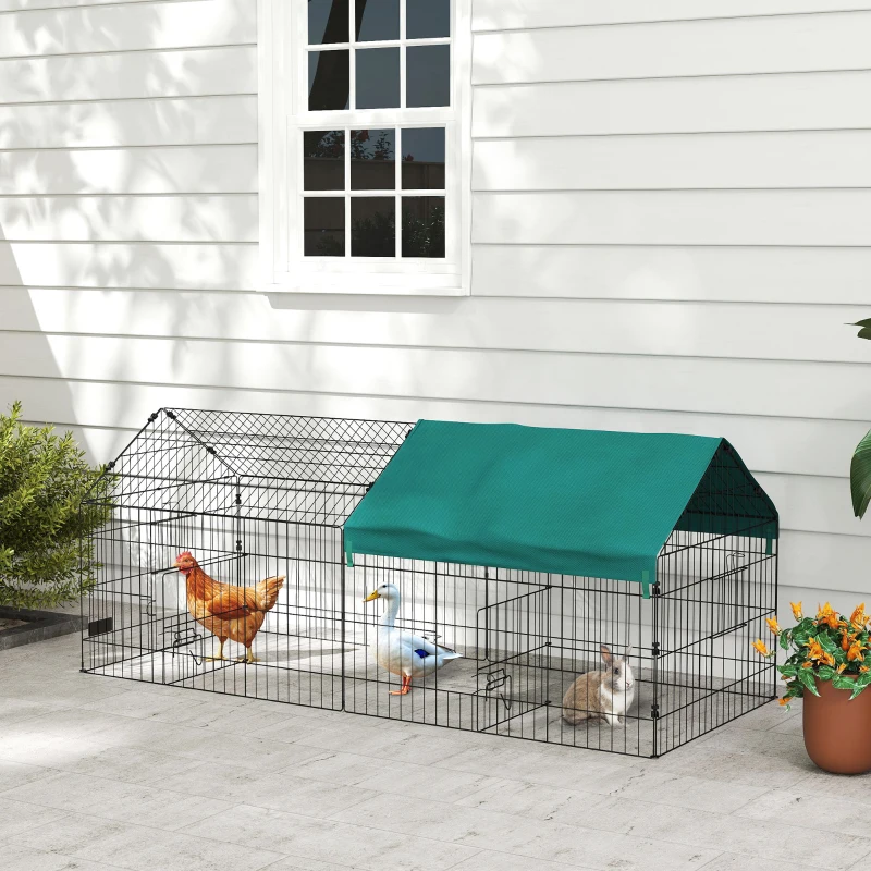 PawHut 73" Small Animal Cage with Roof, Indoor/Outdoor Use,  for Chicken, Rabbits, Chinchillas, Green