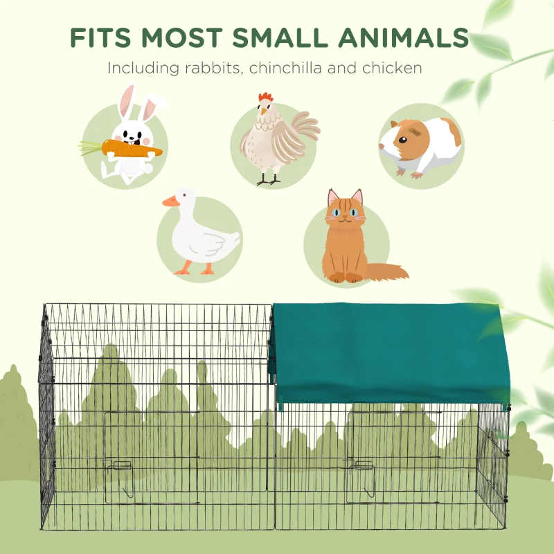 PawHut 87" Small Animal Cage with Roof, Indoor/Outdoor Use,  for Chicken, Rabbits, Chinchillas, Green