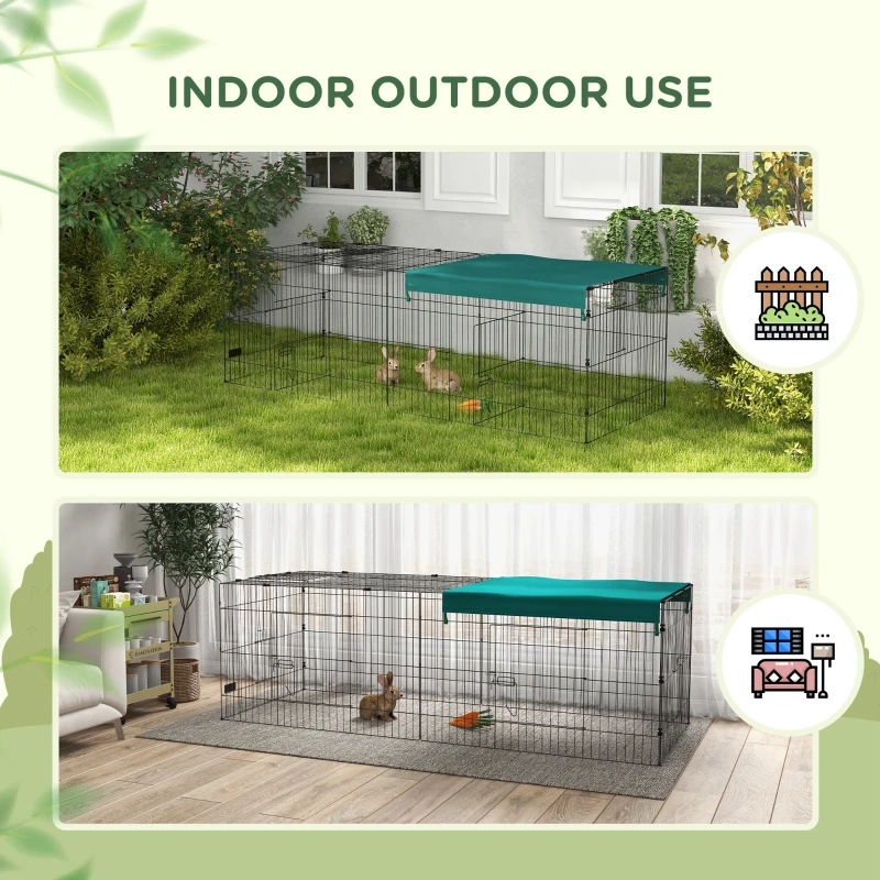 PawHut Small Animal Cage with Roof, Indoor/Outdoor Use, for Chicken, Rabbits, Chinchillas, 87" x 34" x 28", Green