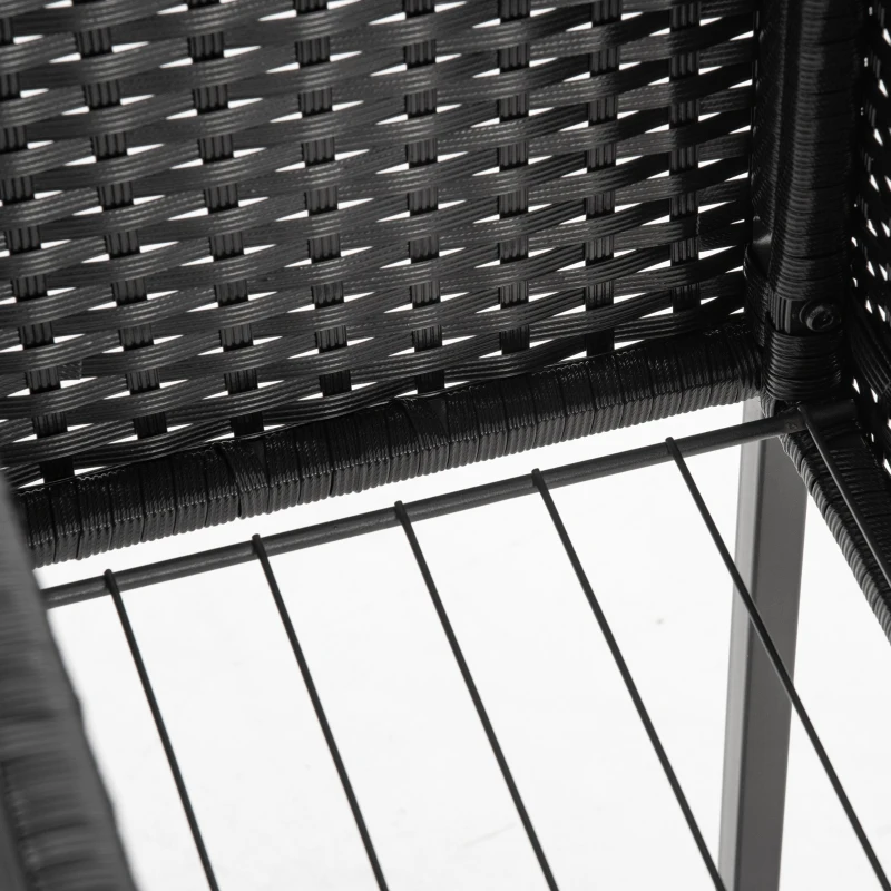 Outsunny Rattan Raised Garden Boxes, Elevated Flower Beds with Storage Shelf for Herbs, Flowers, Vegetables, Black