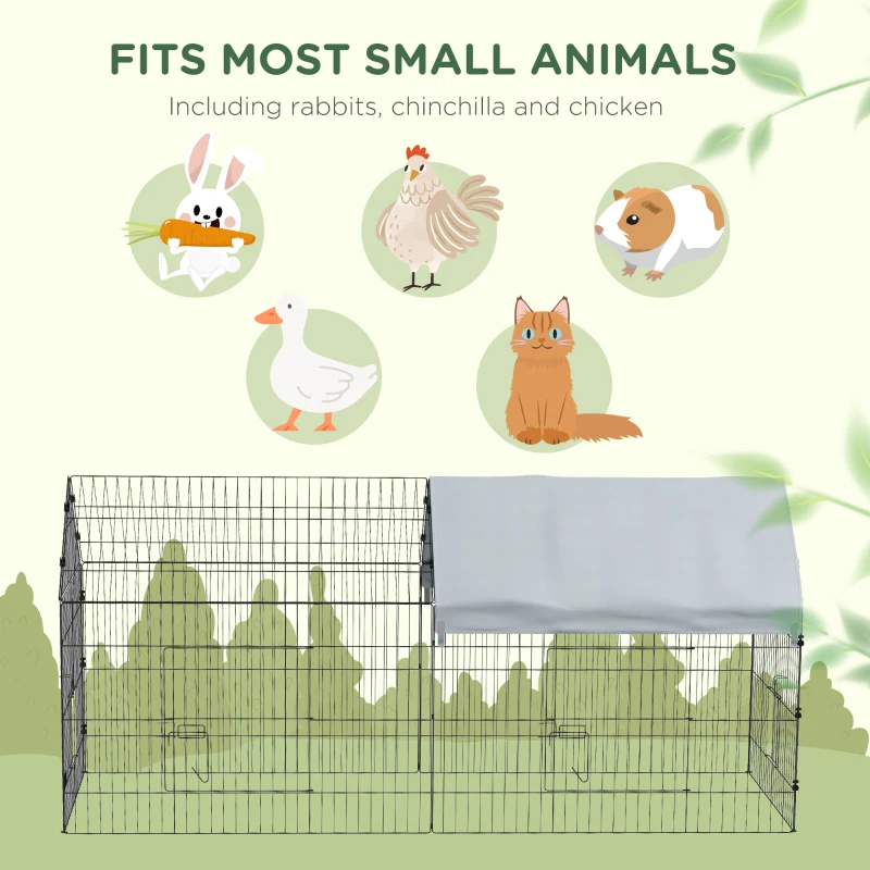 PawHut 87" Small Animal Cage with Roof, Indoor/Outdoor Use,  for Chicken, Rabbits, Chinchillas, Silver