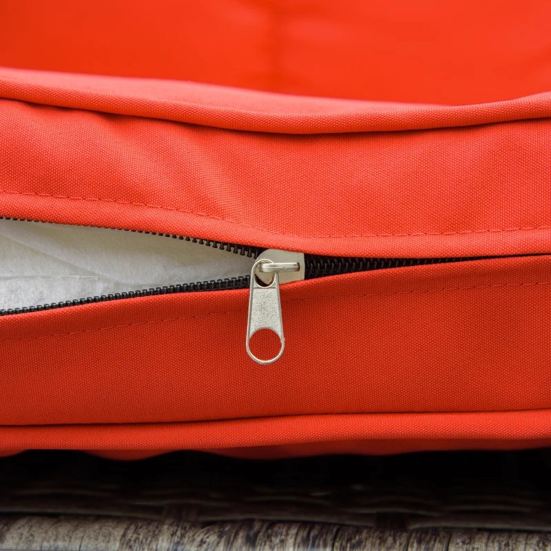 Outsunny Outdoor Wicker Rocking Chair with Cushion, Patio PE Rattan Recliner Chair with Adjustable Footrest, Armrests, Red