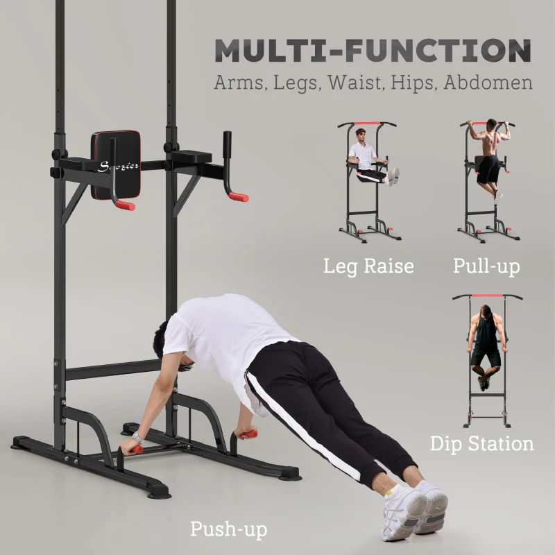 Soozier Adjustable Power Tower with Pull up and Dip Bar for Home Gym Workout