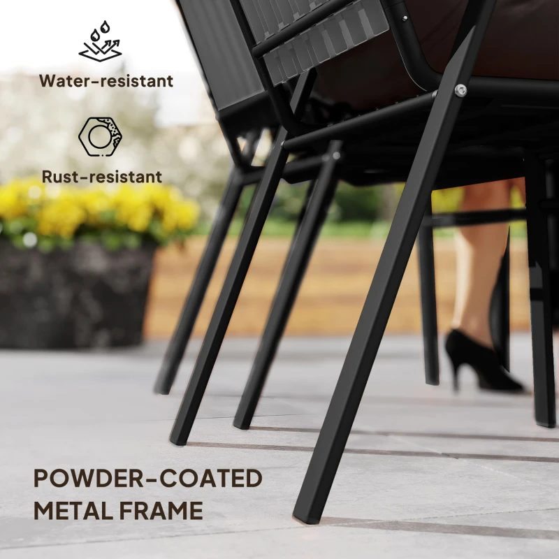 Outsunny Stackable Outdoor Dining Chairs Set of 4, for Patio, Balcony, Deck, Garden, Black