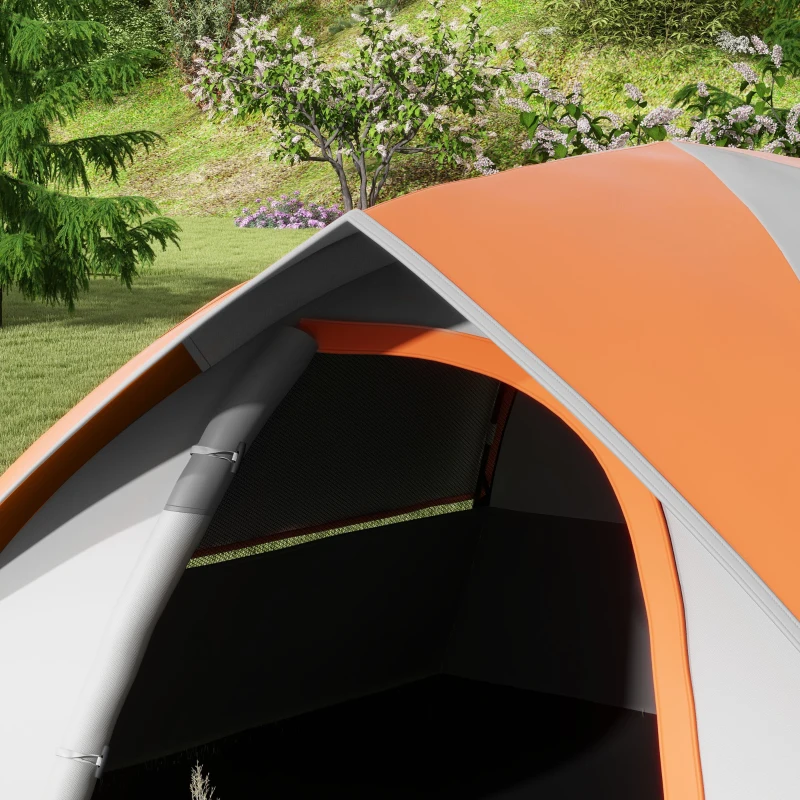 Outsunny 3000mm Waterproof Camping Tent for 2 Man, with Sewn-in Groundsheet and Carry Bag, Grey and Orange