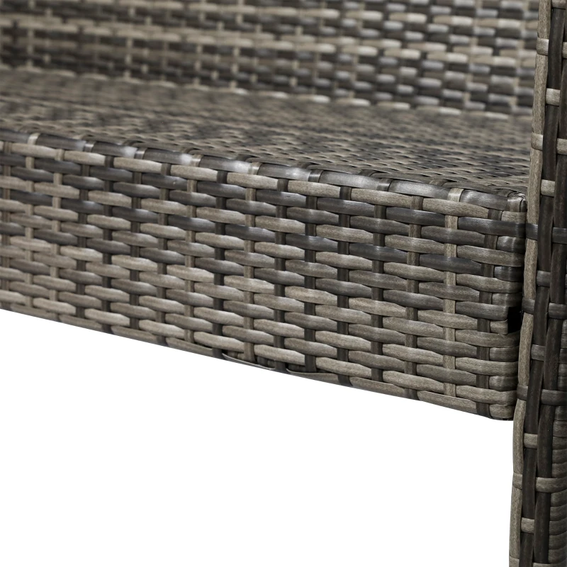 Outsunny 4 Pieces Patio Furniture Sets with A Loveseat, Two Armchairs and A Coffee Table, Outdoor Conversation Set with Glass Top Table, Grey PE Rattan and Cream White Cushions
